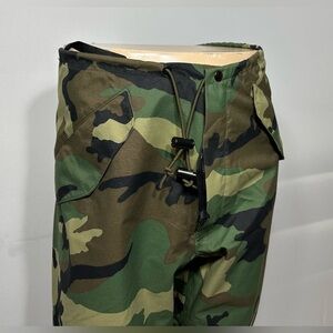 VTG Military Issue Over Pants M Woodland Camo Gore-Tex Wet Weather Trousers 90s